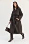 Women's Bitter Brown Windbreaker Detailed Epaulet Belted Oversize Lined Trench Coat 2020 60286525 - 3