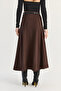 Women's Bitter Brown Belted A-Line Pieced Long Skirt 4420 60286523 - 6
