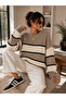 Striped Crew Neck Oversize Women's Knitwear Sweater - 2