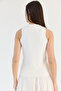 Women's Ecru Ornamental Buttoned Knitwear Peplum Top Blouse 2854 60286537 - 6