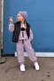 Girl's 3-Piece Tracksuit Set with Floral Appliqué and Inflatable Vest - Lilac - 2