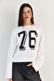 Women's White Print Detailed Long Sleeve Oversize Modal Blouse 12511 60286532 - 2