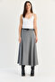 Women's Anthracite Belted A-Line Long Skirt 4420 60286523 - 2