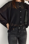 Women's Black Buttoned Oversize Mercerized Knitwear Cape Blouse 2869 60286538 - 7