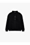Kangaroo Pocket Three-Thread Ribbed Comfortable Fit Snap Button Stand-Up Collar Sweatshirt - 5
