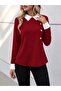 Women's Long Sleeve White Collared Button Detailed Stylish Crepe Blouse - 3