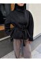 Women's Black Snap-Closure Stand Collar Suede Jacket - 4