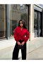 Women's Red Belt Detailed Short Jacket