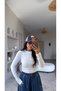 Ecru Side Gathered Long Sleeve Cotton Basic - 4