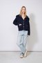 Sailor Collar Metal Button Pocket Fabric Detail Tricot Cardigan