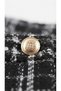 Women's Black-White Double-Breasted Collar Short Tweed Jacket with Gold Buttons - 8