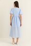 Women's Baby Blue Double Breasted Balloon Sleeve Long Muslin Dress 3034 60283364 - 8