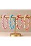 Set of 4 Colorful Beaded Bracelets for Women Orange Blue Red Pink Stylish Daily Jewelry Accessory Combination Handmade Gift - 3