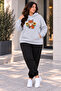 Women's Plus Size Fox Printed Hooded 2-Piece Tracksuit Set Oversize Comfortable Fit Casual Sports Set