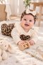 Girl baby set leopard patterned 3-piece girl baby set body-bottom and bandana set 0-12 months old - 3