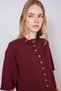 Stand-Up Collar Reglan Sleeves Buttoned Tricot Cardigan Burgundy - 3