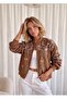 Women's Brown Floral Embroidered Zippered Suede Coat - 2