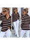 Women's Shirt Collar Striped Sports Knitwear Sweater - 3
