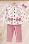 Baby Girl Set with Heart Patterned Bow and Headband, 3-Piece Top and Bottom Set for 3, 6, 9, 12 Months - 5