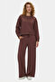 Ione dark brown straight leg cotton glitter stone printed loose fit women's sweatpants - 2