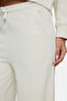 Ione bone color straight leg cotton glitter stone printed loose fit women's sweatpants - 3