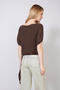 Asymmetric Garnish Detail Tie-Up Knitwear Sweater Brown - 5