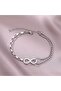 Silver Color Infinity Figured Asymmetric Chain Bracelet – Tarnish-Free Steel Double Row Ball Chain Women's Bracelet - 3