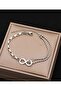 Silver Color Infinity Figured Asymmetric Chain Bracelet – Tarnish-Free Steel Double Row Ball Chain Women's Bracelet - 2