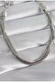 Silver Snake Chain Bracelet - Italian Flat Crushed Chain Bracelet - Silver Color Non-Tarnish Steel Classic Thick Unisex Bracelet - 5