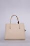 Cream handbag and shoulder bag with top ribbon detail scarf - 5
