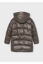 Girl's Hooded Long Inflatable Coat Brown 7442 - 4