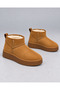 Women's suede thick sole mini boots with fur inside - 3