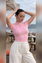 Women's Light Pink Short Sleeve Blouse