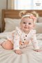 Baby Girl Set with Heart Patterned Bow and Headband, 3-Piece Top and Bottom Set for 3, 6, 9, 12 Months - 3