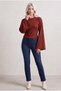 Women's Tile Print Crew Neck Waist-Sitting Spanish Long Sleeve Blouse - 2