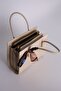 Cream handbag and shoulder bag with top ribbon detail scarf - 4