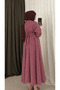 Striped Dress with Pencil Detail on the Front - Burgundy - 2