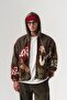 Wallart Patterned Hooded Plush Men's Coat - 4