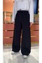 Plus Size Front Stitched Wide Leg Pants Black - 3