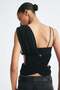 Draped dual-fabric crop top - 4