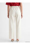 Vizyon New Season Ecru Elastic Waist Linen Blend Women's Trousers - 4