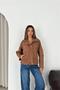 Women's Camel Stand-Up Collar Snap-Fastened Suede Look Bomber Jacket Nbk010 - 3