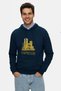 Thayer Navy Blue Hooded Cotton Printed Loose Fit Men's Sweatshirt