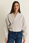Women's Stone Lined Shawl Collar Belt Detailed Crop Oversize Trench Coat 2825 60286547 - 2