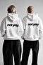 Unisex Oversize Hoodie Not You Again Printed White – Hooded, Kangaroo Pocket, 3 Thread Ribs