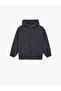 Long Sleeve Textured Zippered Hooded Fleece Sweatshirt