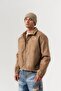 Athlete Suede Men's Jacket with Embroidered Back Detail and Snap Closure - 8