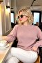 Balloon Sleeve Pearl Detailed Crew Neck Women's Knitwear Sweater - 3