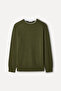 Men's Khaki Braided Crew Neck Sweater