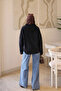 Black Shirt Collar Angora Soft Knit Sweater - 5